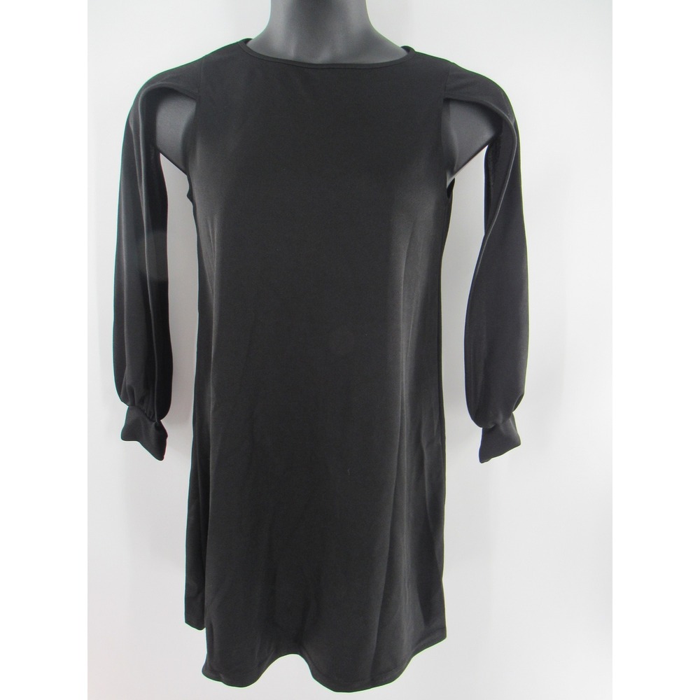 Boohoo Black Long Sleeve Cut Out Shoulder Mini Dress UK 10 US 6